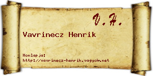 Vavrinecz Henrik névjegykártya